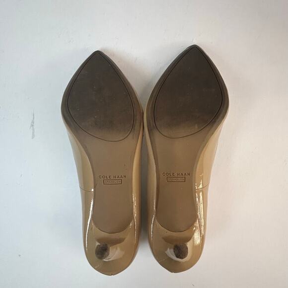 Cole Haan grand os women's tan patent lump pointed toe pumps size 7 1/2 - Picture 5 of 10